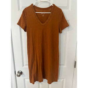 Women's Universal Thread Rust V-Neck T-Shirt Dress M